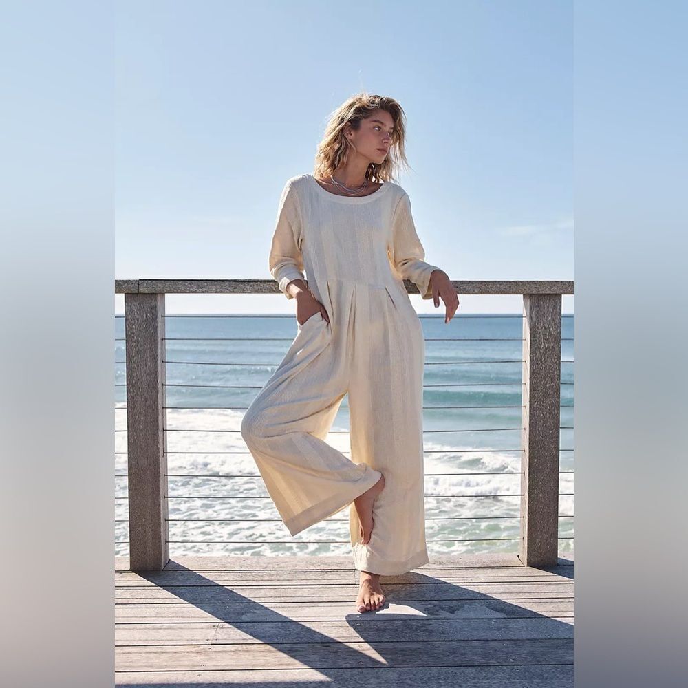 NEW FREE PEOPLEE SHILOH ONE PIECE JUMPSUIT NEUTRAL